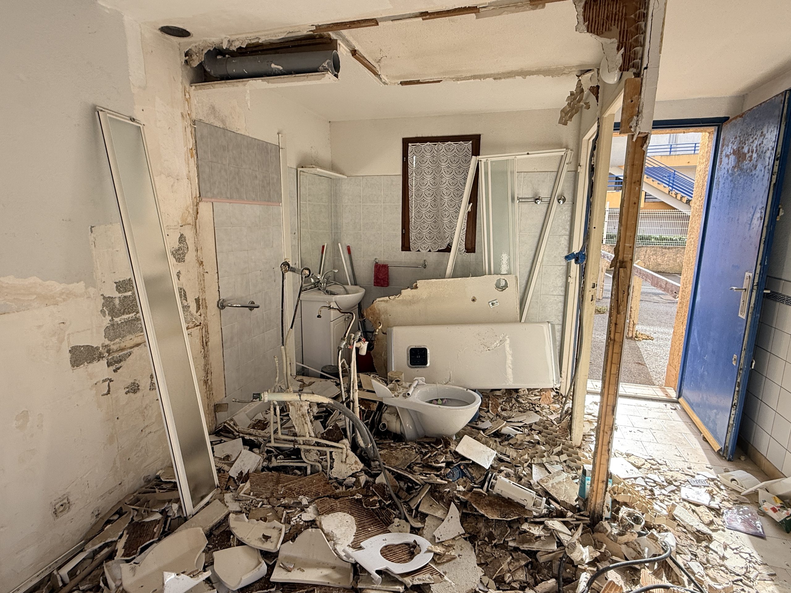 Zone humide vidée pendant le chantier Frontignan