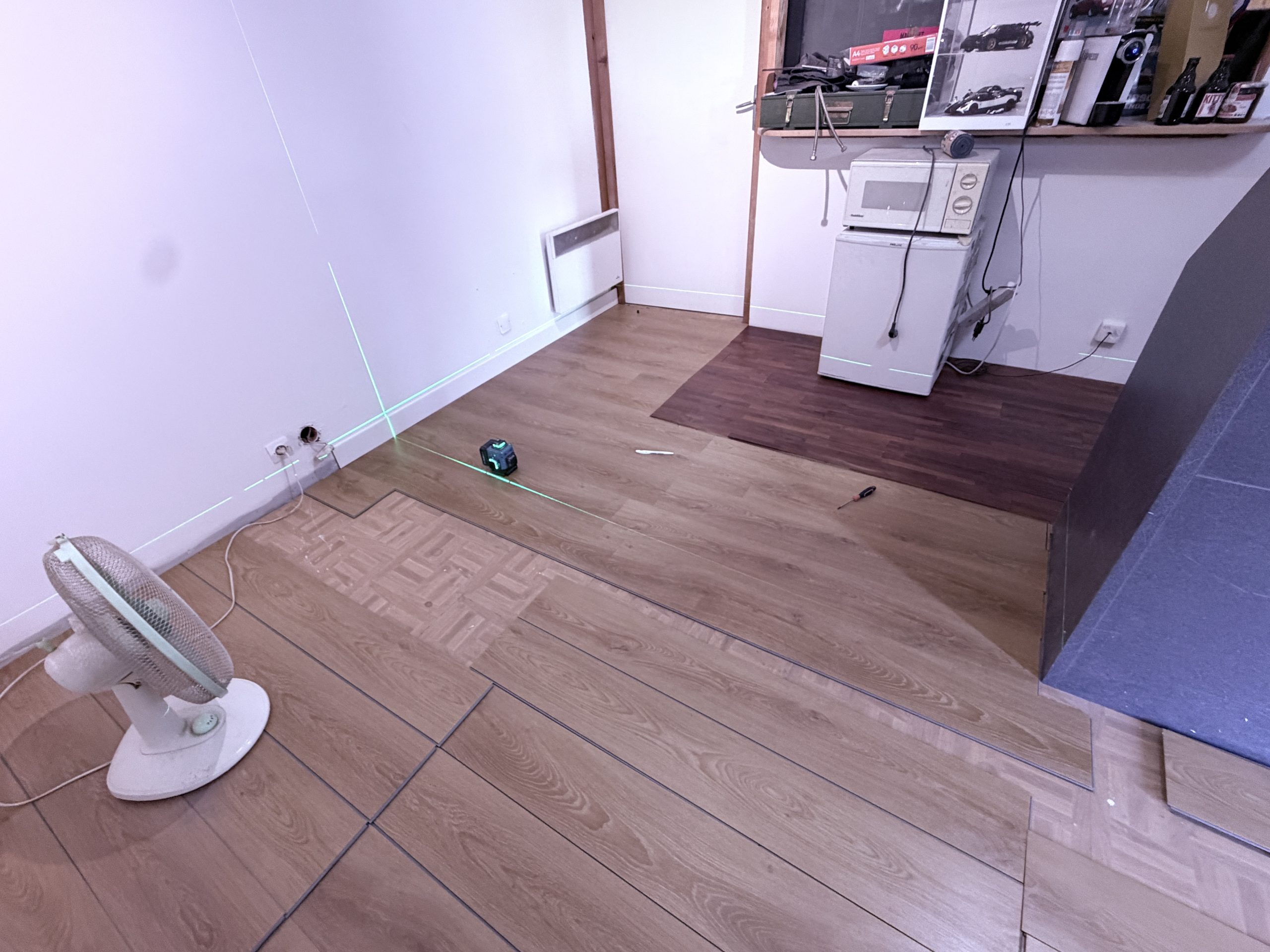 Parquet accueil en cours de pose