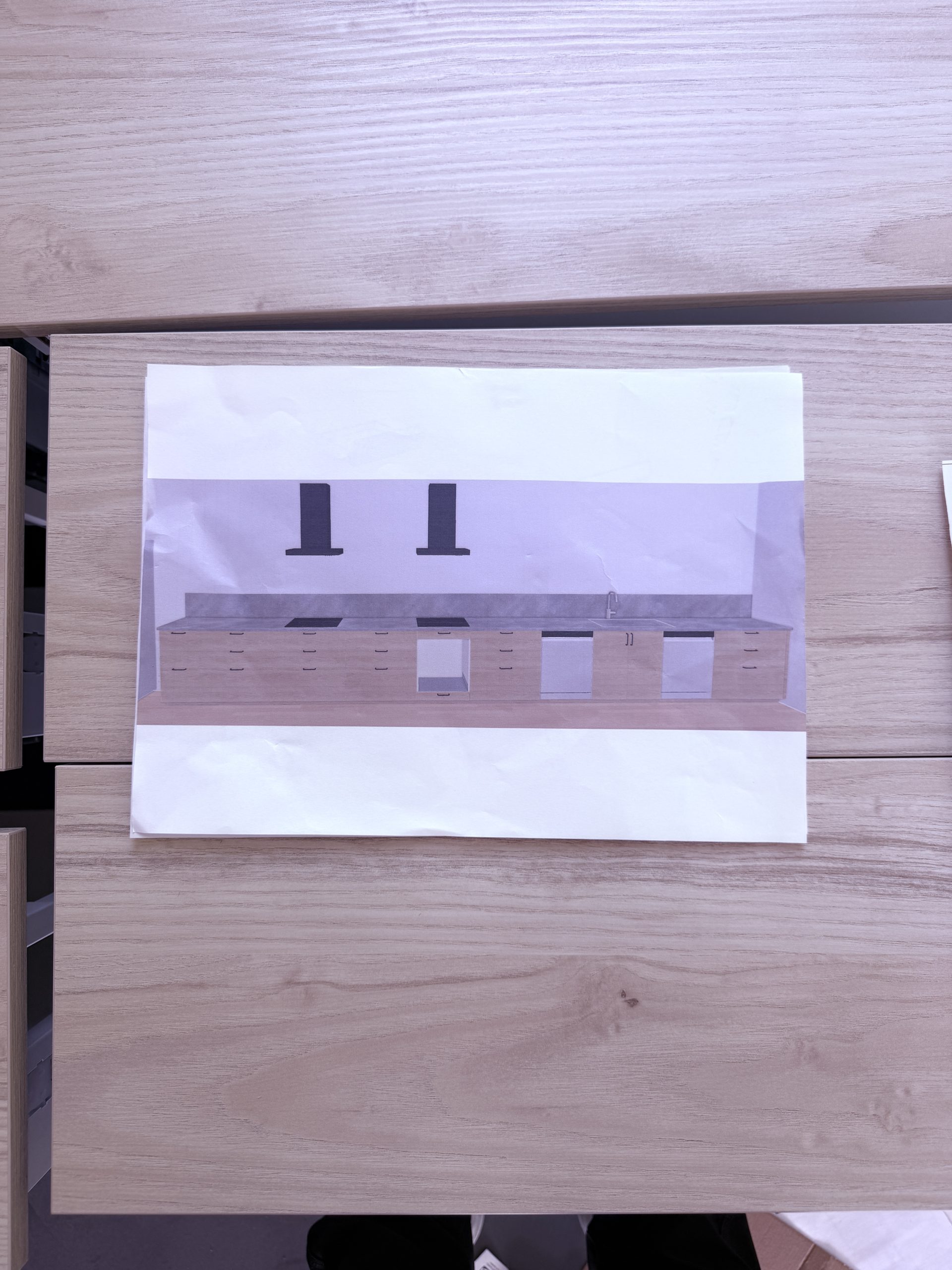 Plan 3D du projet de cuisine collective validé avec le client